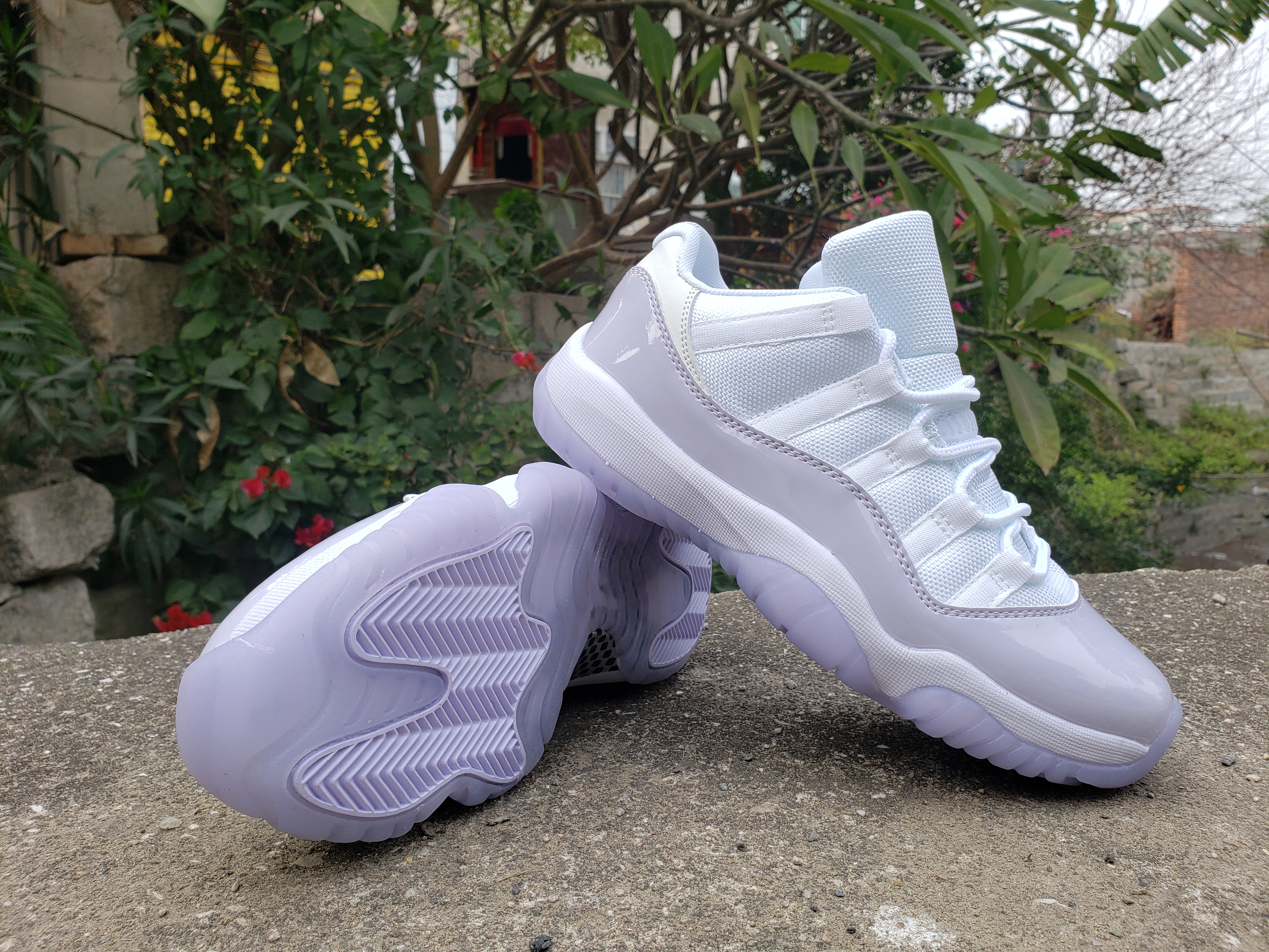 New Women Air Jordan 11 Low White Purple Shoes